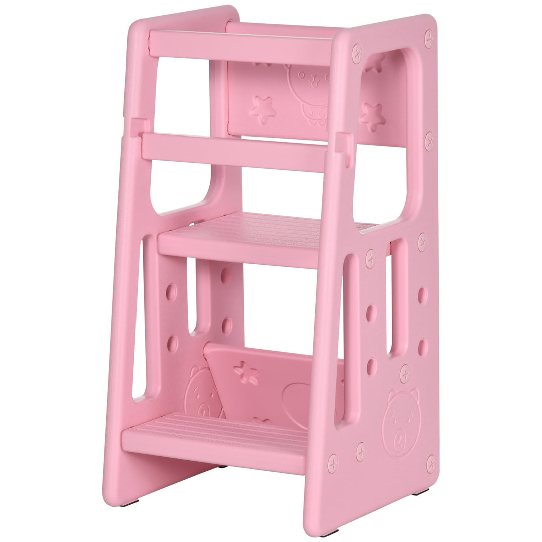 Kids Step Stool, Adjustable Standing Platform, Toddler Kitchen Stool