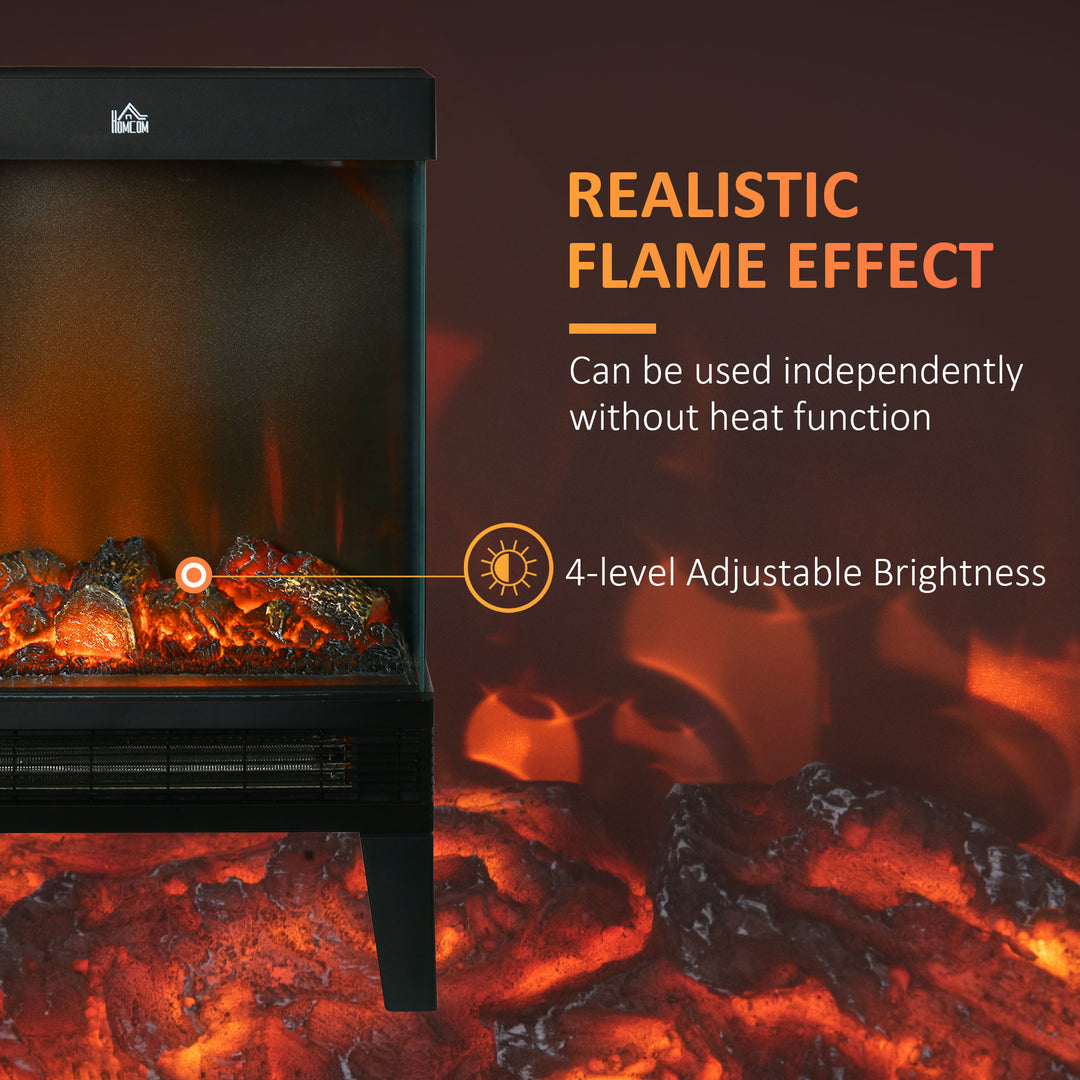 180° Charming Electric Fireplace Heater, Quiet Freestanding Stove with LED Flame Effect, Level-less Temperature Control Overheating Protection