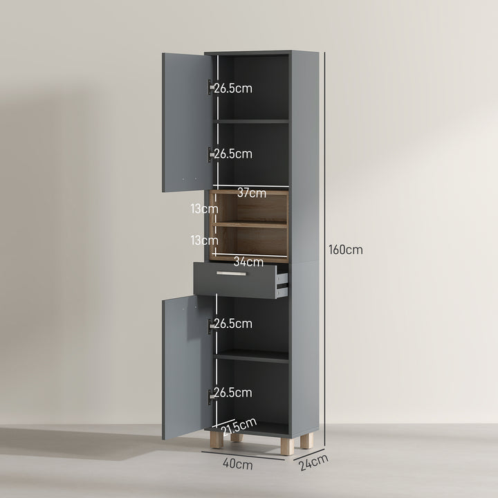 Tall Bathroom Storage Cabinet, Bathroom Storage Unit, Freestanding Bathroom Cabinet with Open Shelves and Drawer