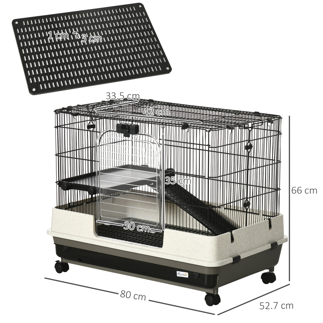 Small Animal Steel Wire Rabbit Cage Pet Play House  W/ Waste Tray Black