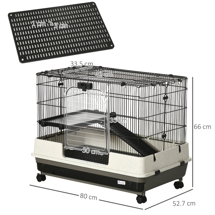 Small Animal Steel Wire Rabbit Cage Pet Play House  W/ Waste Tray Black