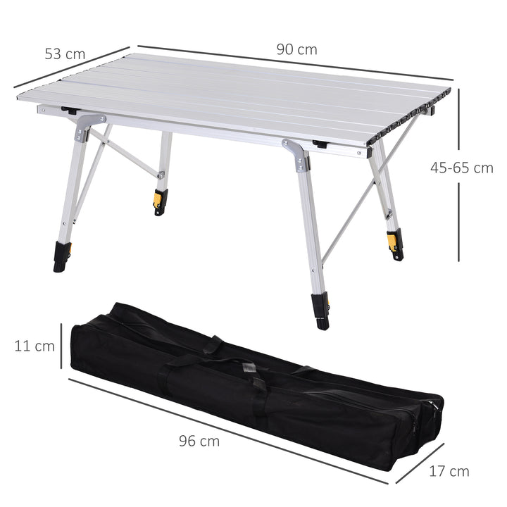 3FT Folding Aluminium Picnic Table Portable Camping BBQ Table Roll Up Top with Carrying Bag Silver