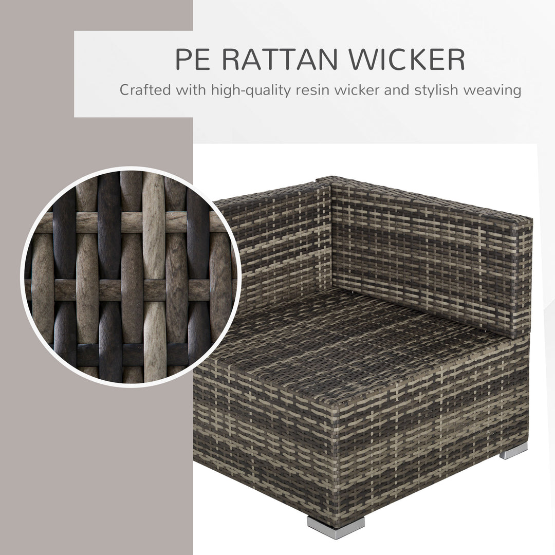 PE Rattan Wicker Corner Sofa Garden Furniture Single Sofa Chair w/ Cushions, Deep Grey