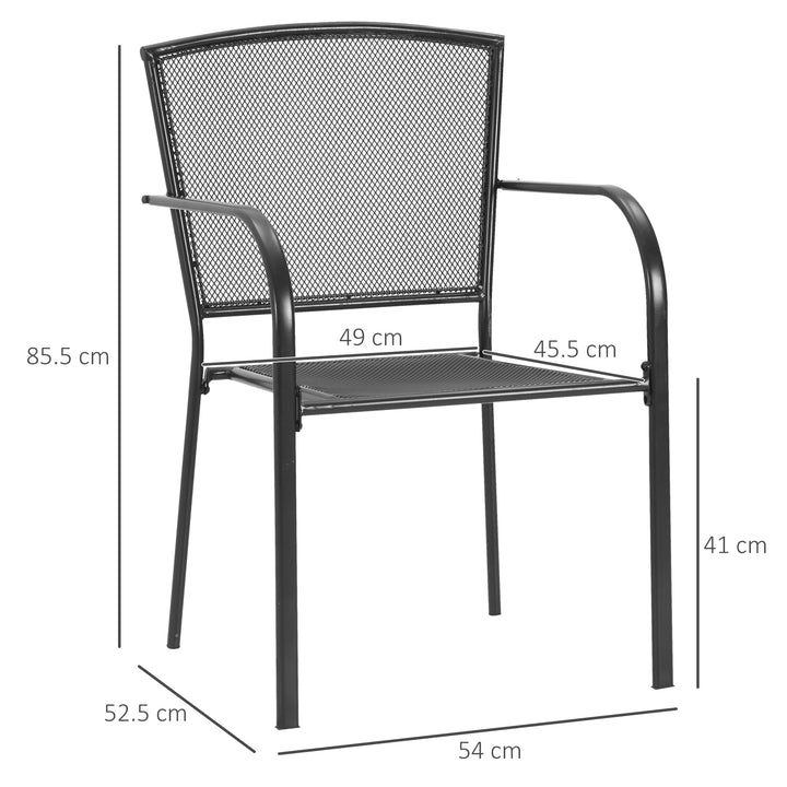 Set of 2 Garden Chairs Metal Garden Dining Chairs 2 Seater Outdoor Furniture for Patio, Park, Porch and Lawn, Grey