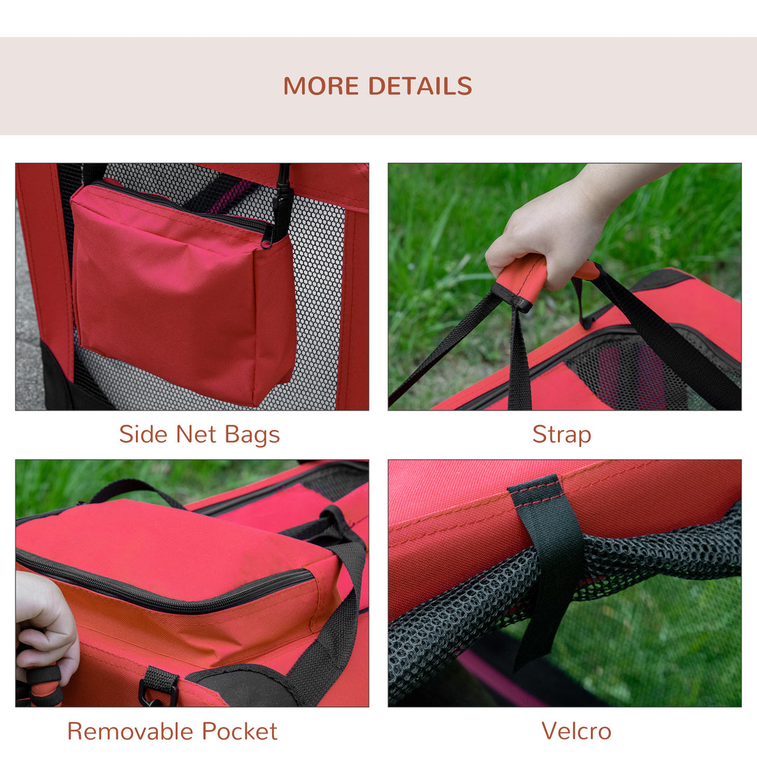 Pawhut Pet Carrier Portable Cat Carrier Folding Dog Bag w/ PVC Oxford Cloth for Small and Miniature Dogs, 60 x 42 x 42 cm, Red