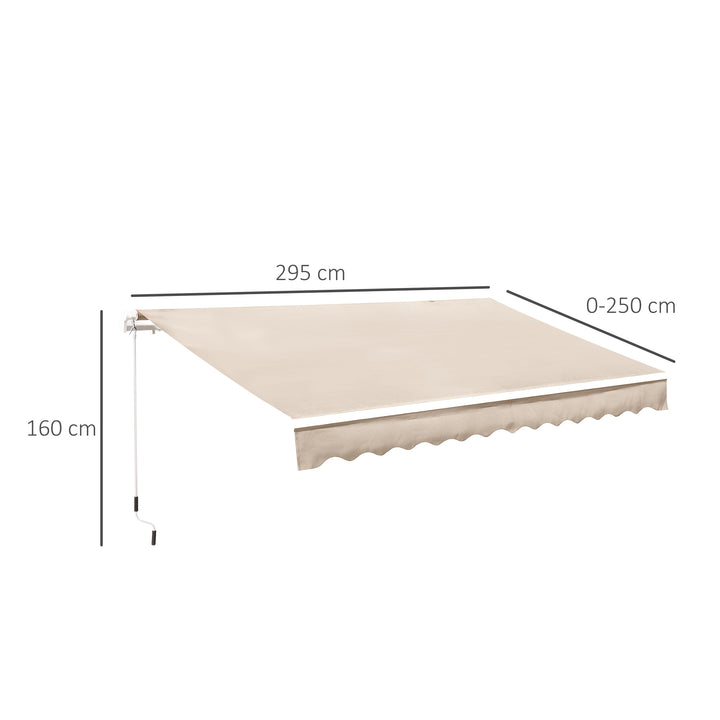 3 x 2.5m Garden Patio Manual Awning Canopy Sun Shade Shelter with Winding Handle Retractable - Cream White