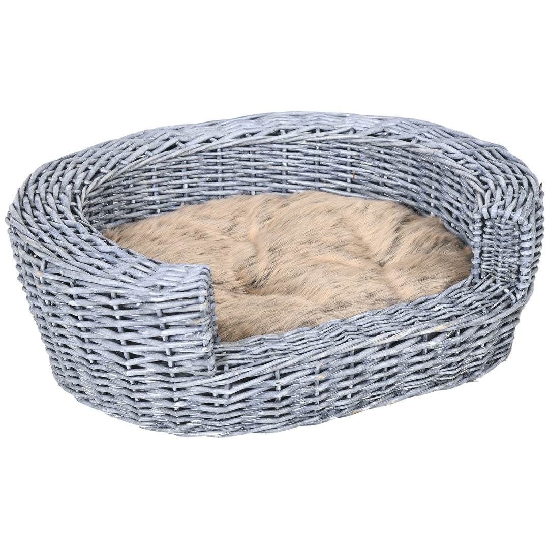 Pet Basket Sofa Bed, 57Lx46Wx17.5H cm, Willow Rattan-Grey