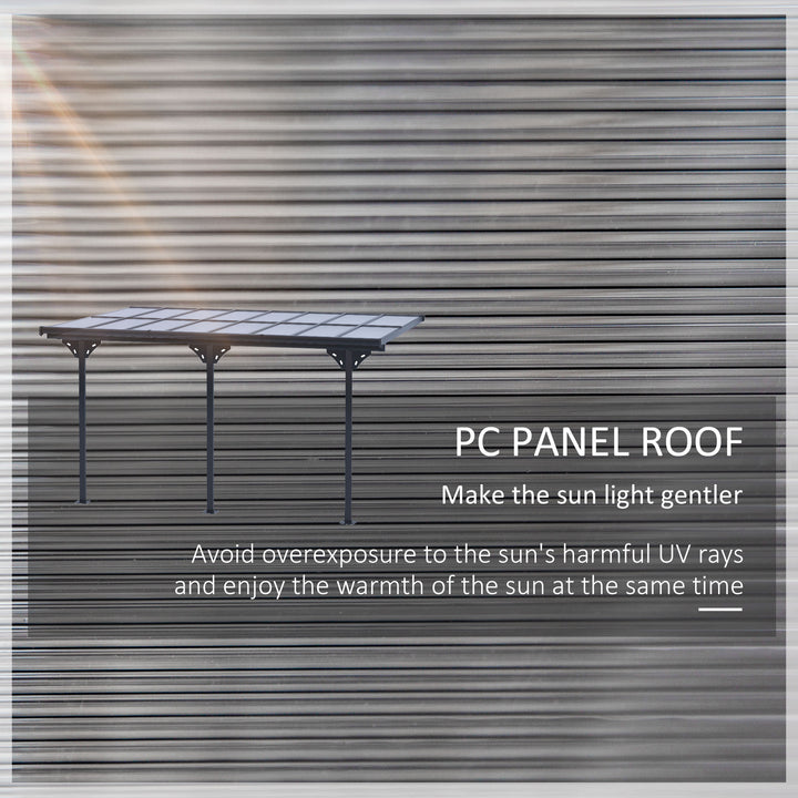 Outdoor Patio Wall-mounted 4.35 x 3(m) Gazebo Pergola, Aluminum Post, PC Roof