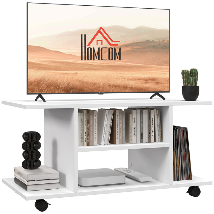 TV Stand W/ Shelves -White