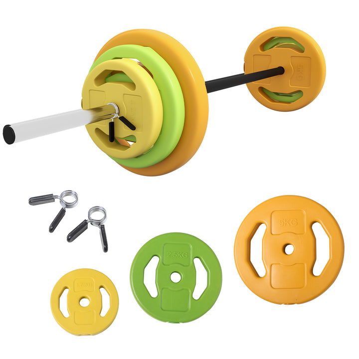 20kg Barbell Weights Set, Adjustable Body Pump Weights with Non-slip Handle, for Women and Men Home Gym Strength Training