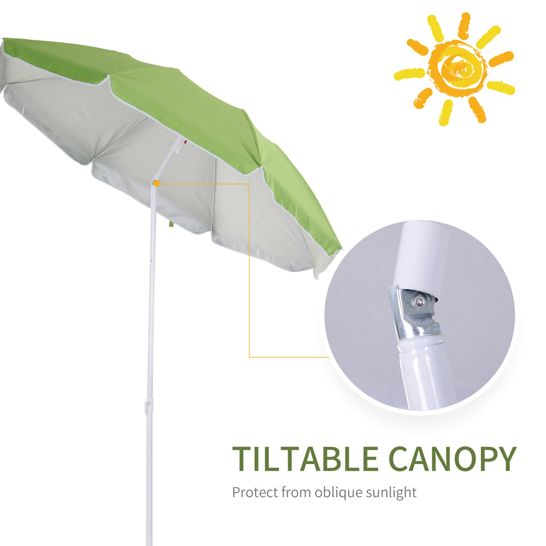 Tilted Steel Frame Beach Parasol- Green