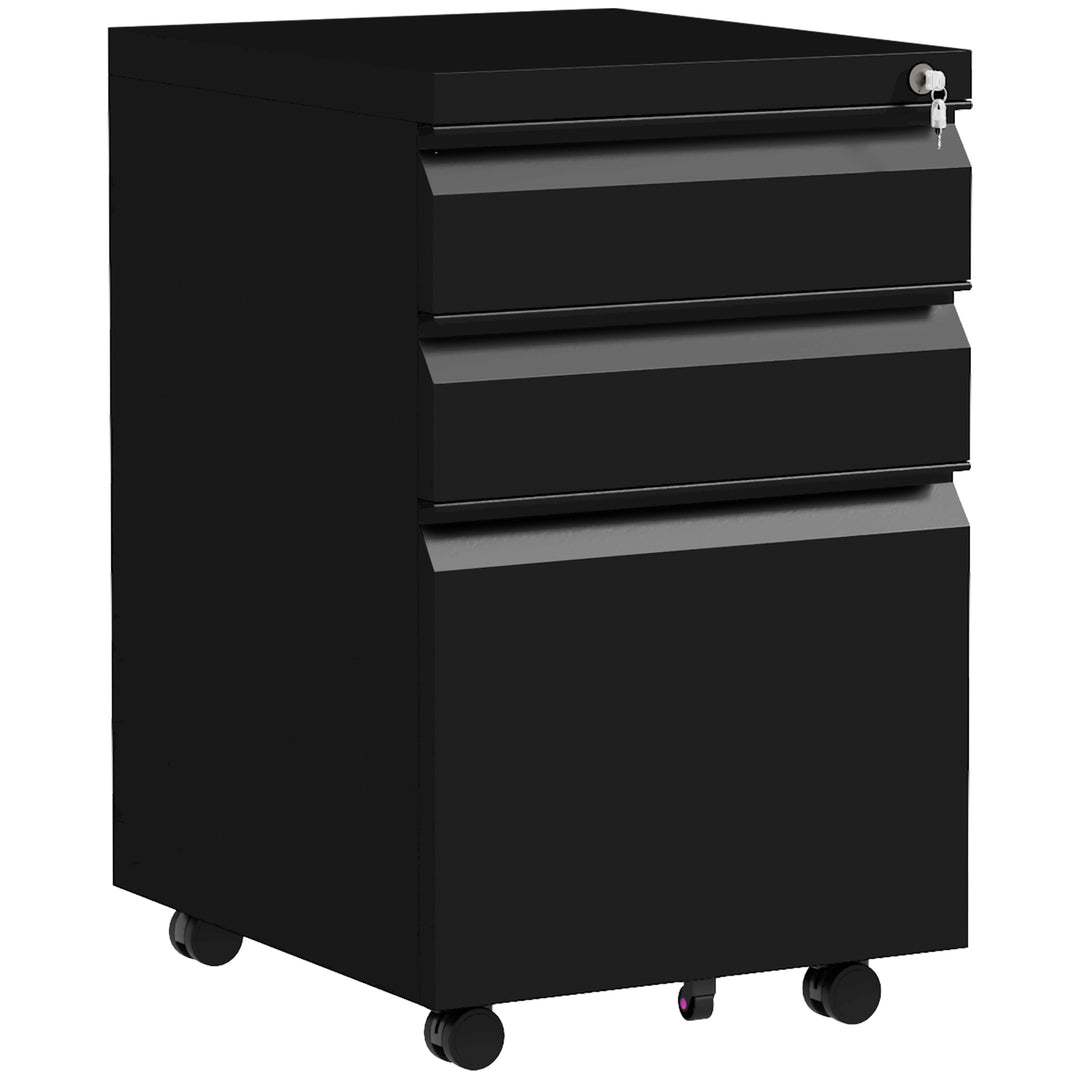 Filing Cabinet on Wheels w/ Pencil Tray- Black