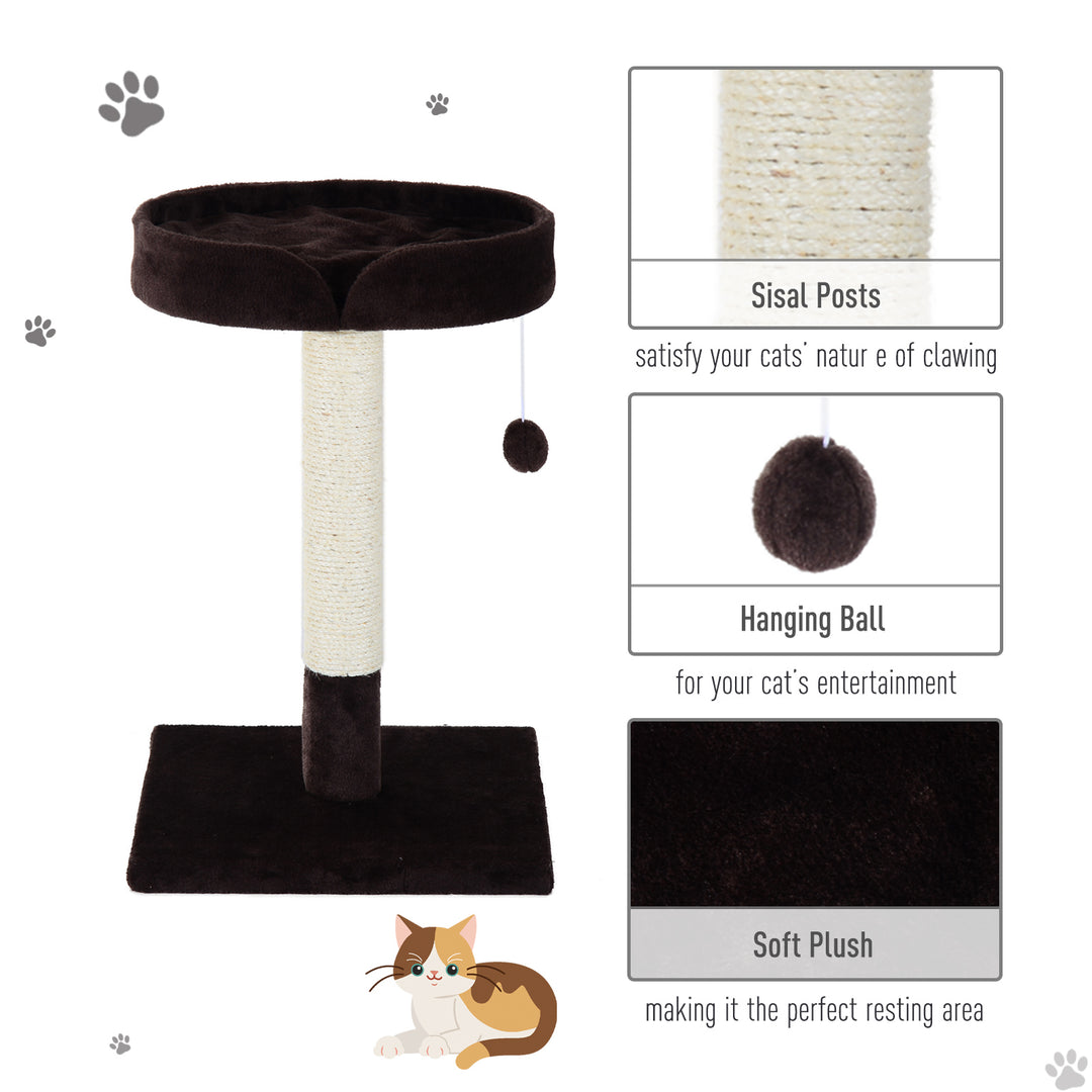 PawHut Cat Tree Scratching Post Furniture Pet Play Area Activity Center Kitten Climbers Climbing Exercise w/ Hanging Toy &amp; Cushion-Brown