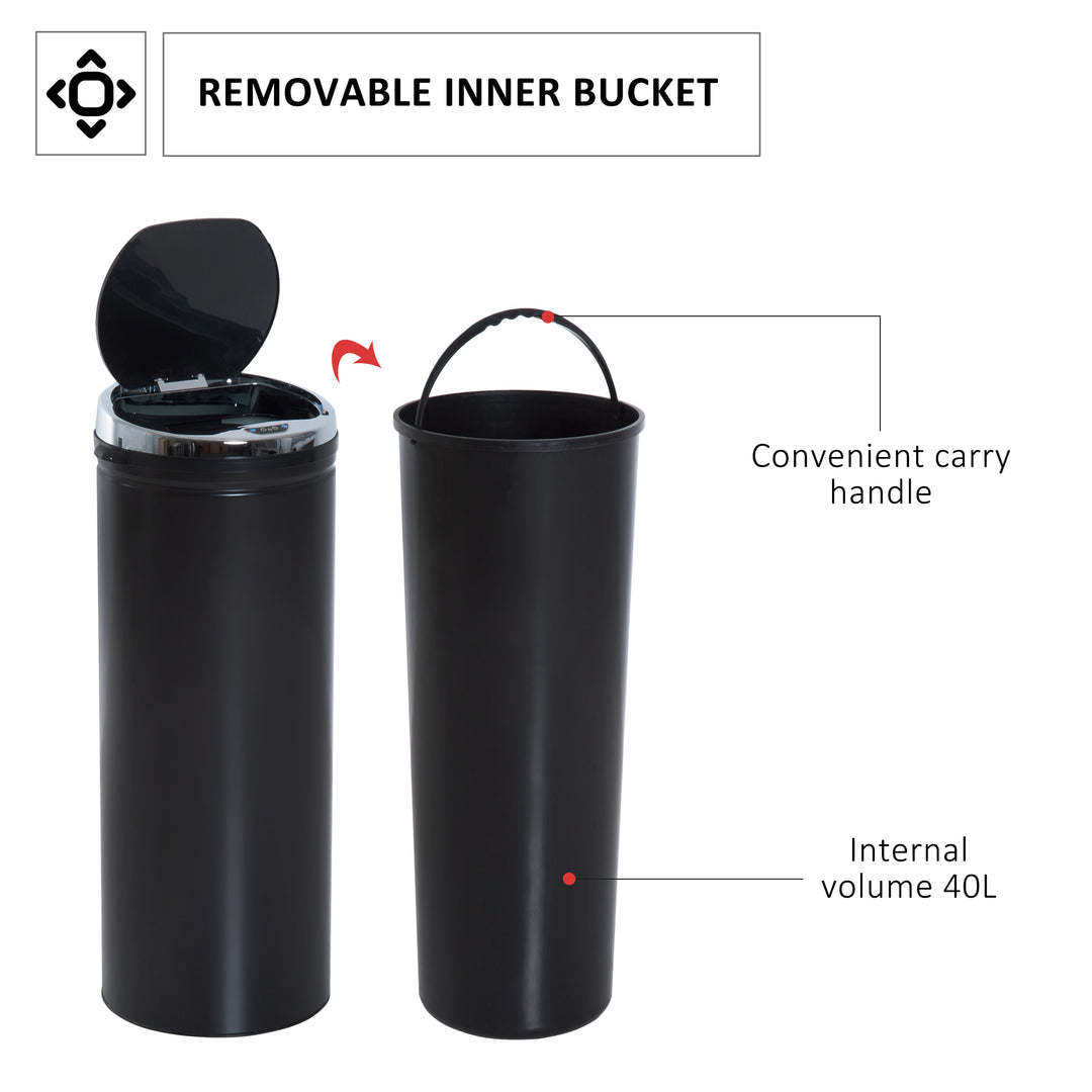 50L Stainless Steel Sensor Trash Can W/ Bucket-Black