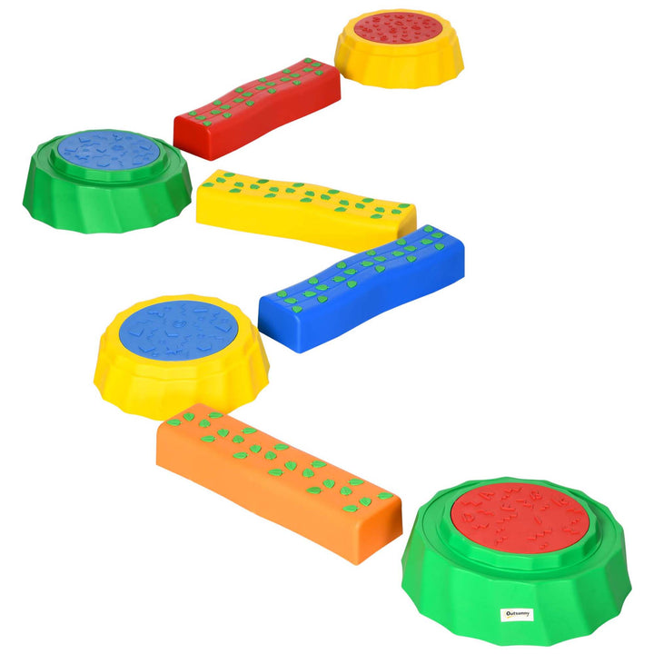 8pcs Kids Balance Beam, Balance Bridge with Non-slip Surface & Bottom, Stackable Stepping Stones for toddler, Strength Coordination Training