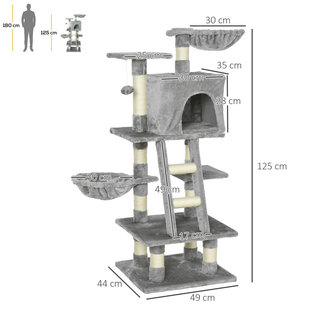 Plush Cat Tree with Sisal Scratching Post - Light Gray