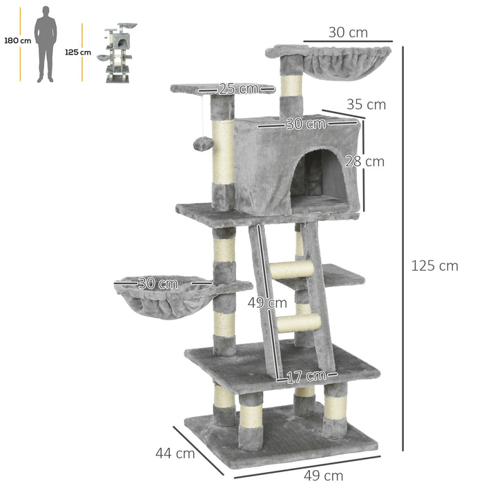 Plush Cat Tree with Sisal Scratching Post - Light Gray
