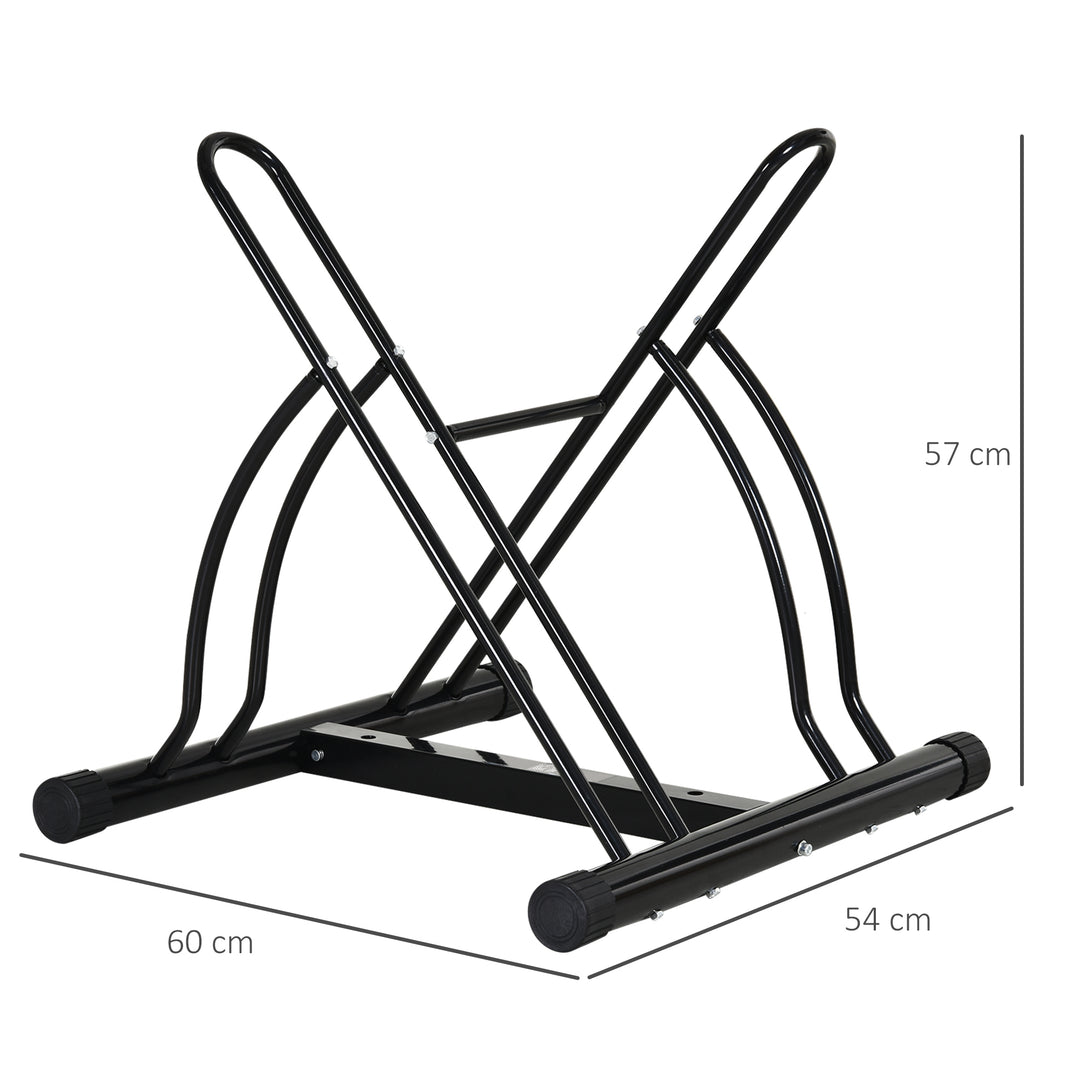 HOMCOM Steel Double-Sided Indoor Bike Rack Black