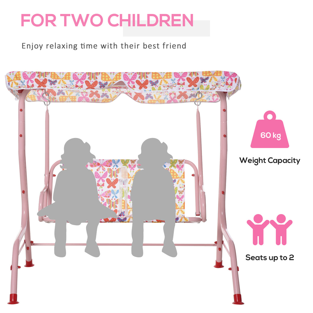 Kids Canopy Garden Swing Chair Hammock Lounge Toddler Seat Belt Awning Pink