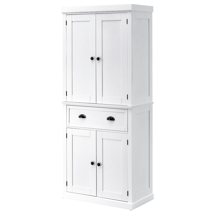 Traditional Colonial Freestanding Kitchen Cupboard Storage Pantry Cabinet - 76L x 40.5W x 184H (cm) White