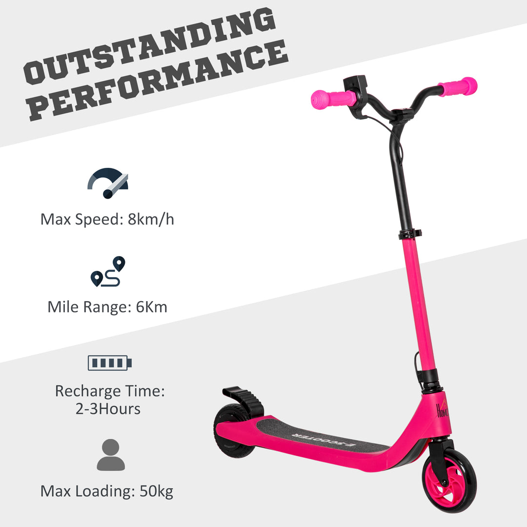 Electric Scooter, 120W Motor E-Scooter w/ Battery Level Display, 2 Adjustable Heights, and Rear Brake, Suitable for 6+ Years Old, Pink