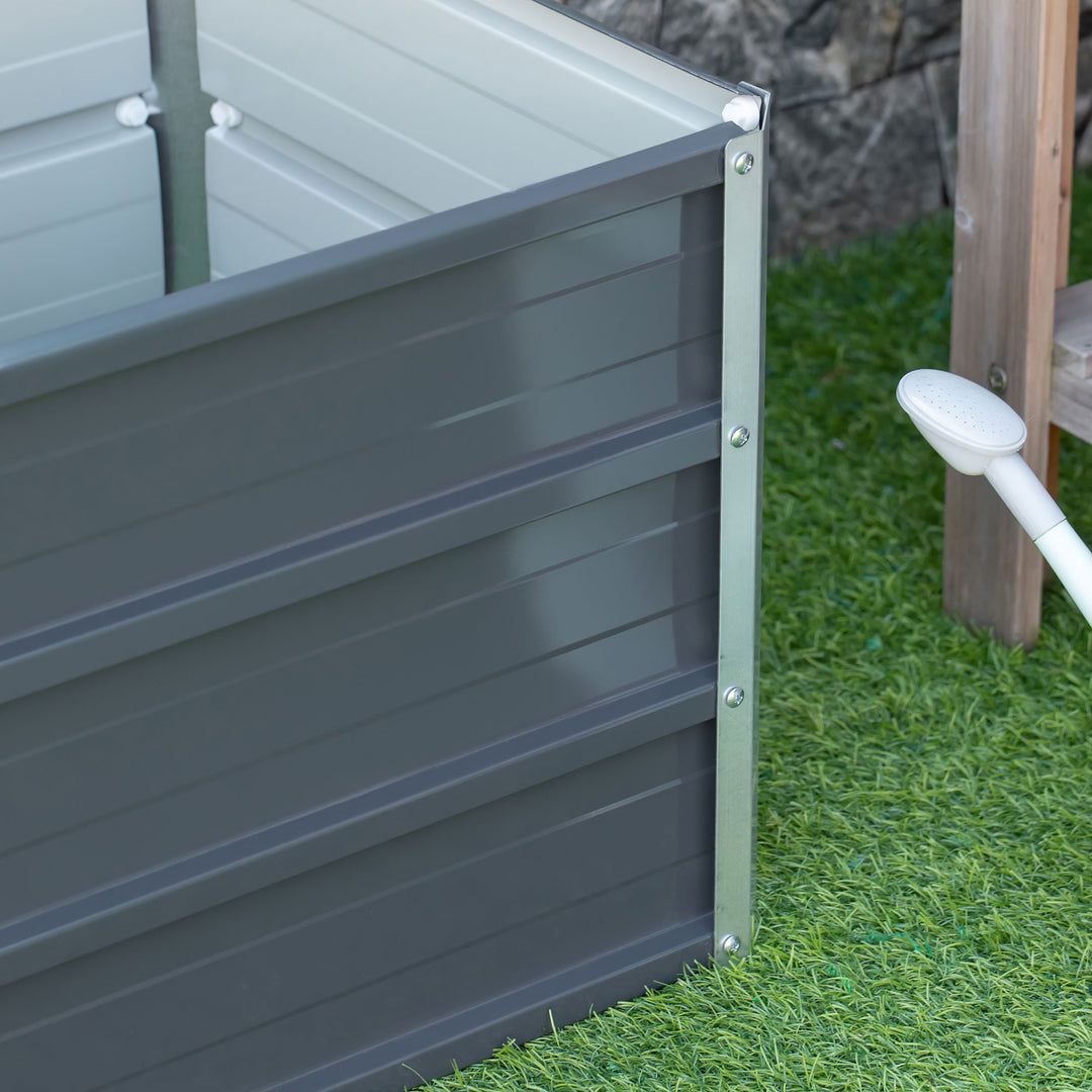 Raised Garden Bed, Elevated Metal Planter Box w/ Installation Gloves for Backyard, Patio to Grow Vegetables, Herbs, and Flowers, Grey