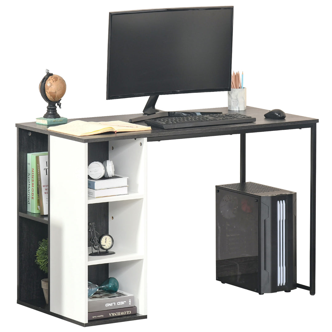 HOMCOM Home Office Computer Desk with Storage Shelves Study Writing Table Workstation, Grey