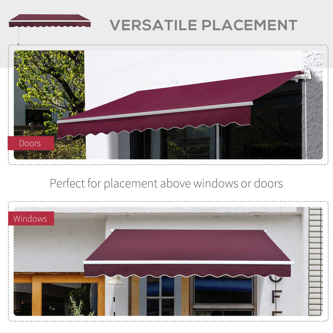 Awning Canopy Sun Shade Canopy Garden Patio Manual Retractable Awning, 3x2.5 m-Red