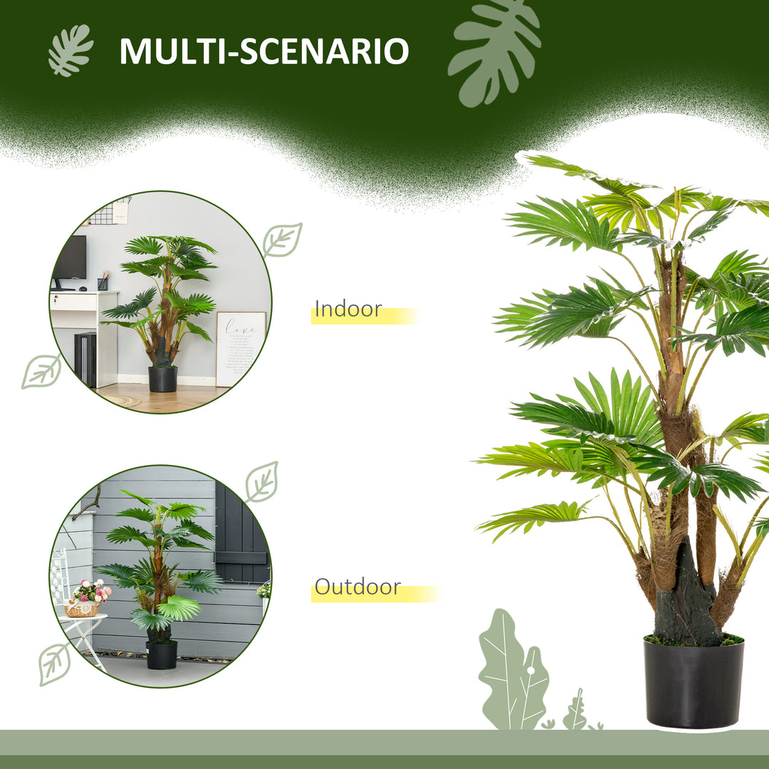Artificial Tree, Tropical Palm Tree, Fake Decorative Plant in Nursery Pot for Indoor Outdoor Décor, 135cm