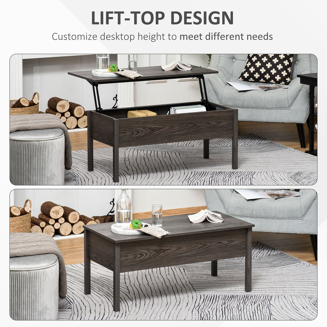 Modern Lift Top Coffee Table with Storage Compartment Convertible Tea Desk Floating Retractable Table Home Office Living Room Furniture Tan