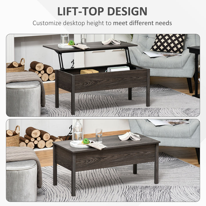 Modern Lift Top Coffee Table with Storage Compartment Convertible Tea Desk Floating Retractable Table Home Office Living Room Furniture Tan