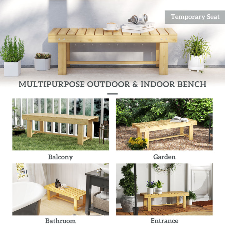 2-seater Outdoor Indoor Garden Wooden Bench Patio Loveseat Fir 110L x 38W x 35H cm Natural