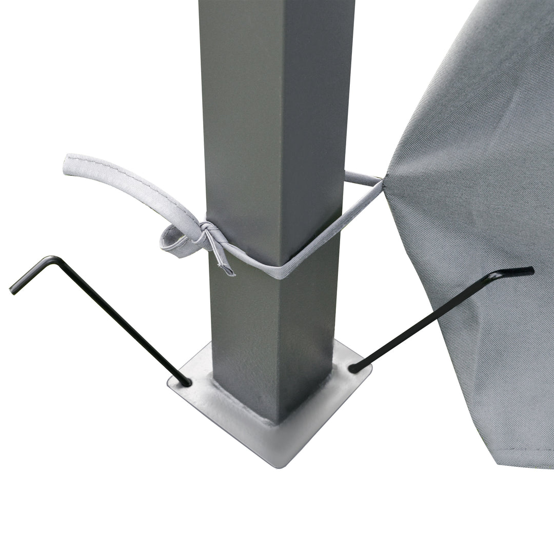 Outsunny 10 x 13ft Outdoor 2-Tier Steel Frame Gazebo with Curtains Outdoor Backyard, Black/Grey
