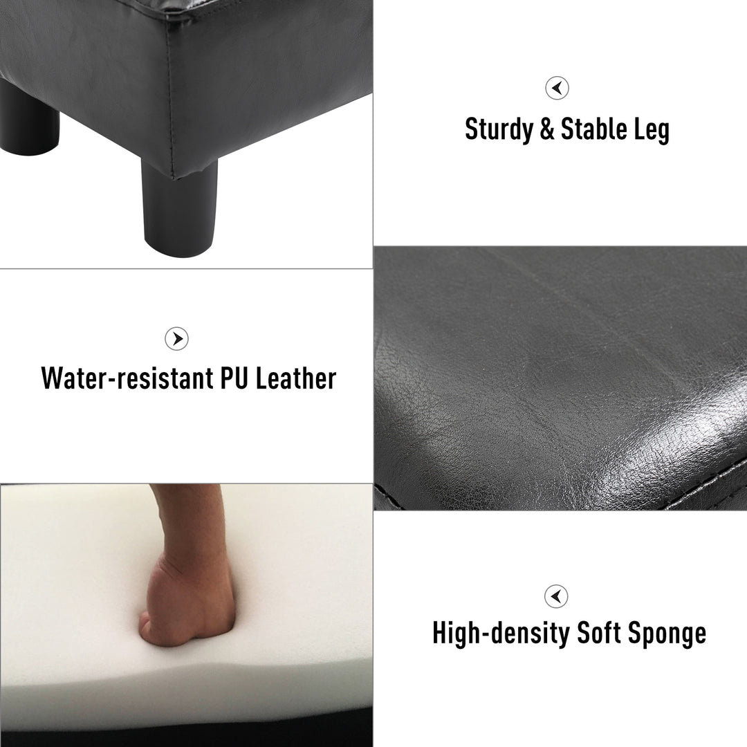 PU Leather Footstool Foot Rest Small Seat Foot Rest Chair - Black