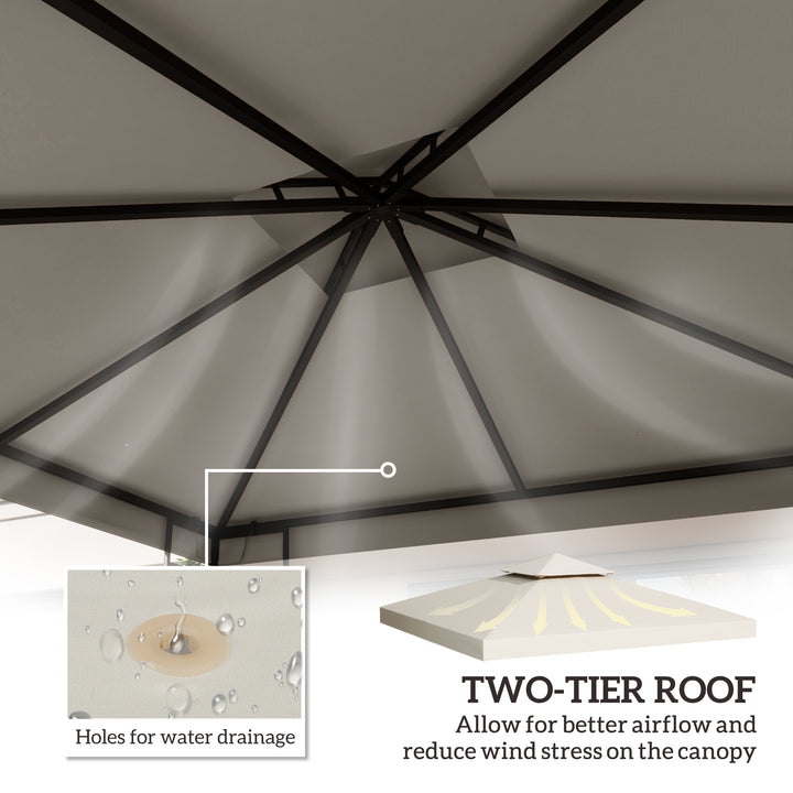 Outsunny 3 x 3(m) Gazebo Canopy Roof Top Replacement Cover Spare Part Cream White (TOP ONLY)