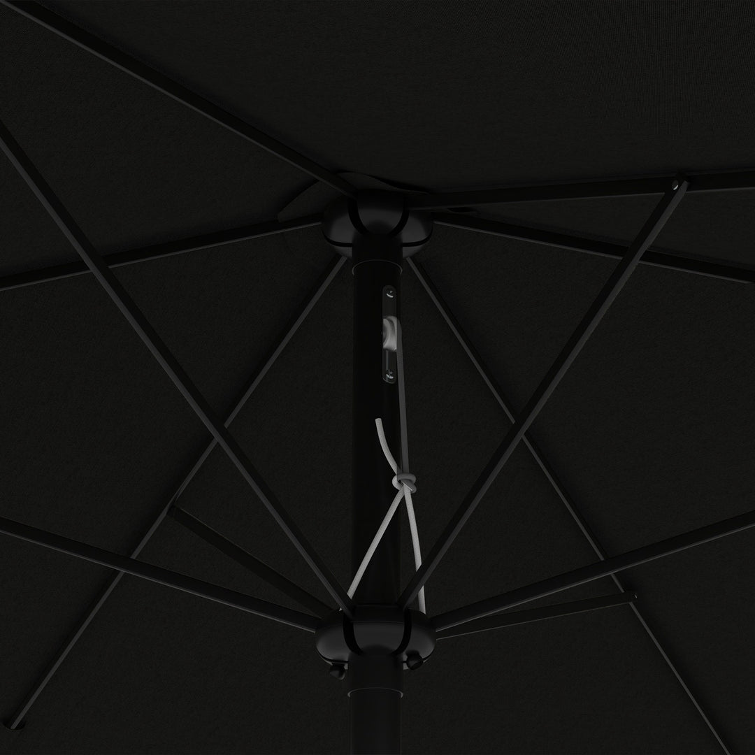 2 x 3(m) Garden Parasols Umbrellas Rectangular Patio Market Umbrella Outdoor Sun Shade w/ Crank & Push Button Tilt, Aluminium Pole, Black
