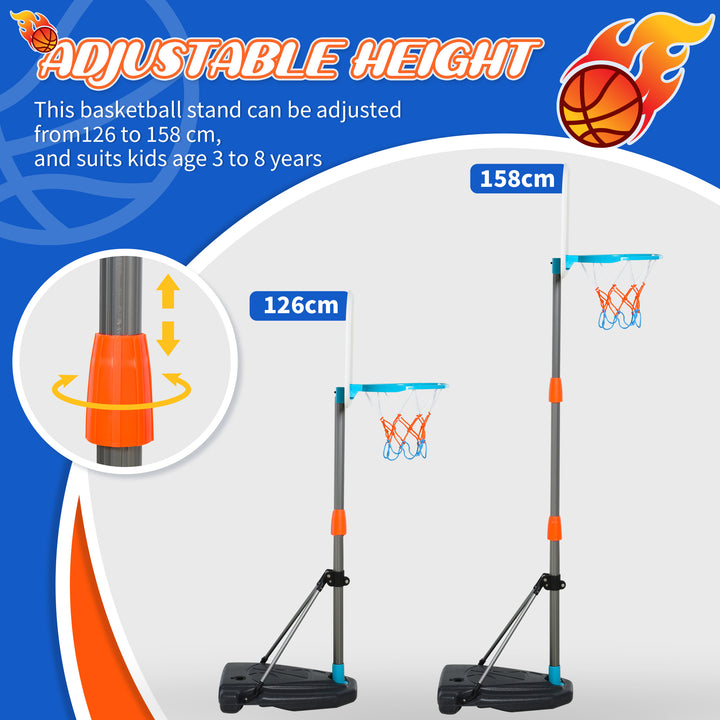 Kids Height Adjustable Aluminium Basketball Hoop Stand w/ Ball