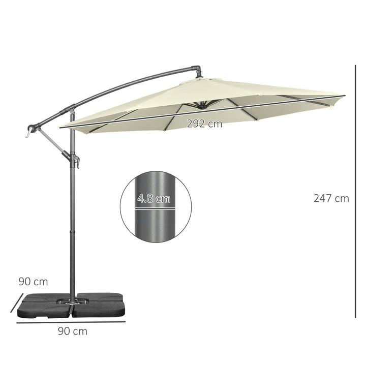 3(m) Garden Parasol Sun Shade Banana Umbrella Cantilever with Crank Handle, Cross Base Beige