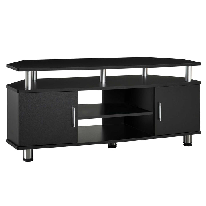 HOMCOM TV Unit with Storage for TVs up to 55 Inches with 2 Storage Shelves and 2 Cupboards, Entertainment Center for Living Room, Black