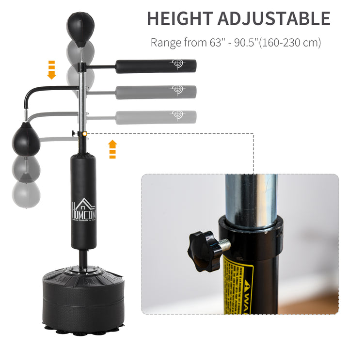 3-in-1 Boxing Punching Bag Stand with 2 Speedballs, 360° Relax Bar, & PU-Wrapped Bag & Adjustable Height