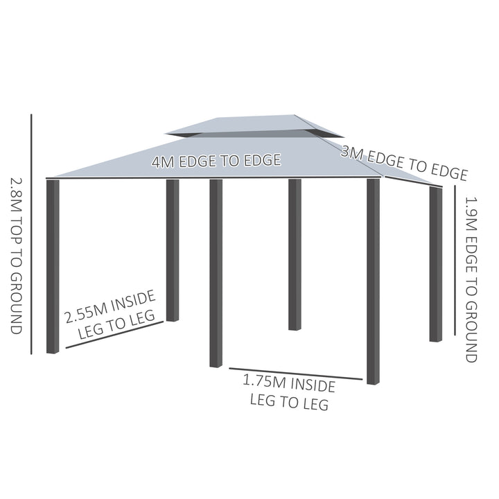 Outsunny 10 x 13ft Outdoor 2-Tier Steel Frame Gazebo with Curtains Outdoor Backyard, Black/Grey