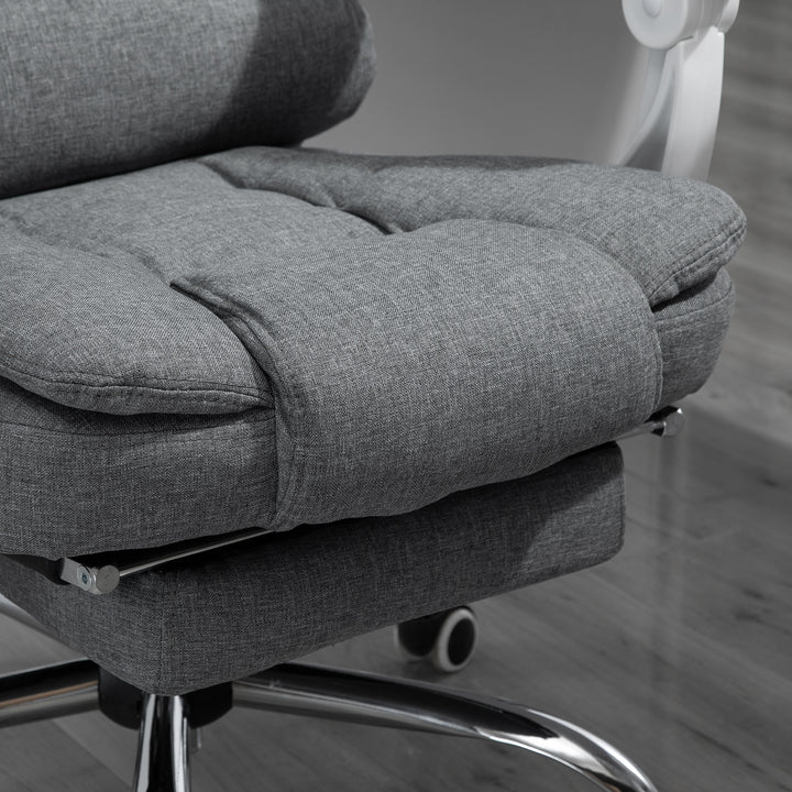 Office Chair with Footrest Computer Swivel Rolling Task Recliner for Home with Retractable Footrest, Arm, Grey