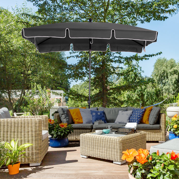 Aluminium Sun Umbrella Parasol Patio Garden Rectangular Tilt 2M x 1.25M