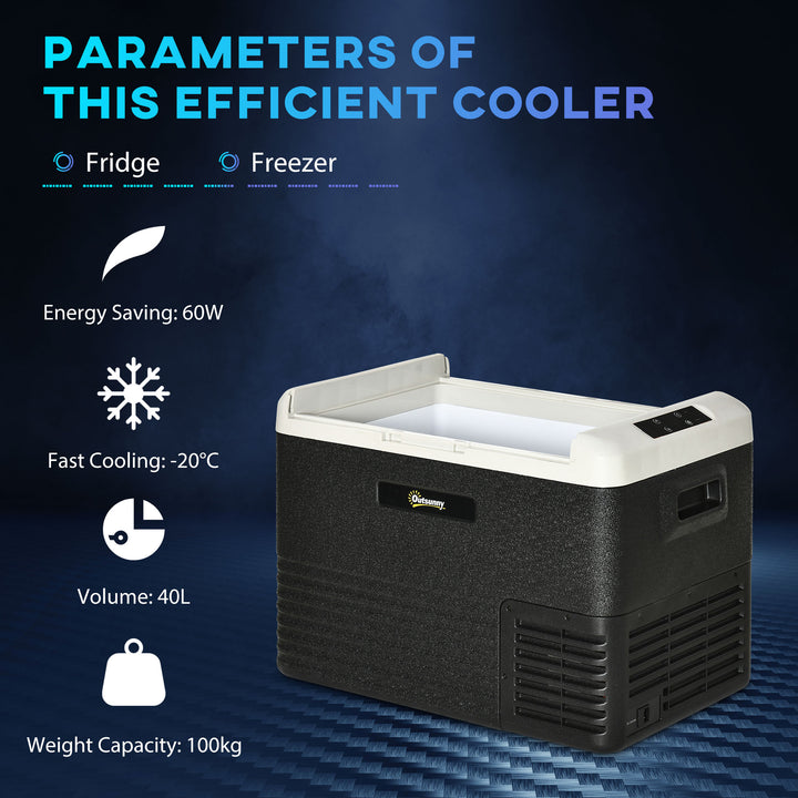 40L Car Refrigerator Portable Fridge Freezer, Electric Cooler Box