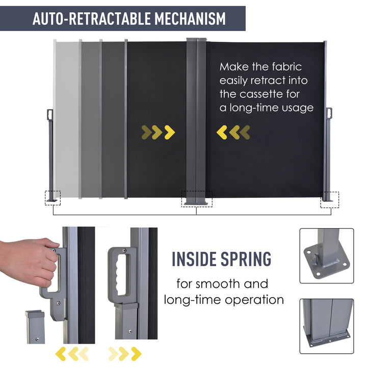 Steel Frame Retractable Double Side Awning Grey