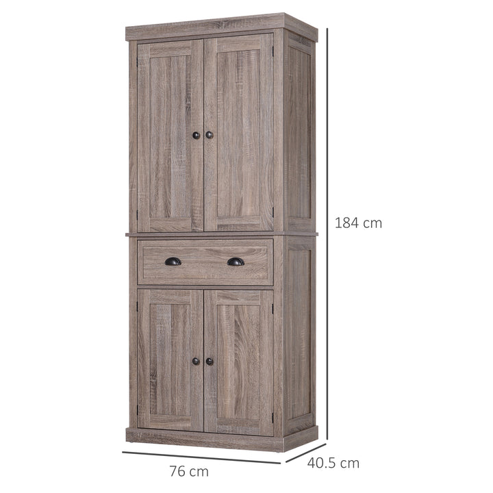 Traditional Colonial Freestanding Kitchen Cupboard Storage Cabinet - 76L x 40.5W x 184H (cm) Dark Wood Grain