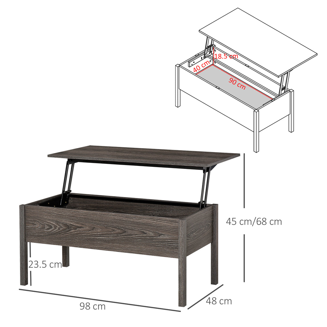 Modern Lift Top Coffee Table with Storage Compartment Convertible Tea Desk Floating Retractable Table Home Office Living Room Furniture Tan