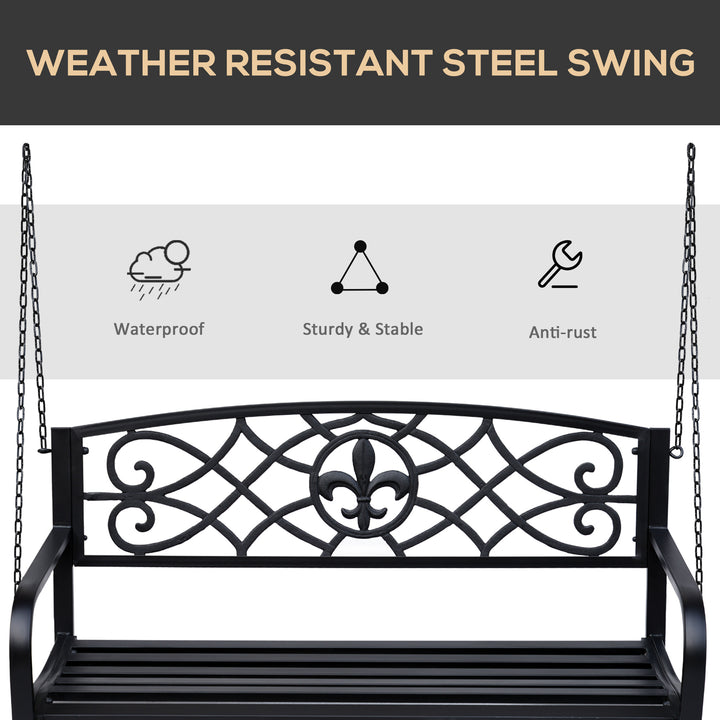 Outdoor Porch Swing Seat Bench with Chains for the Yard, Deck, &amp; Backyard, Black