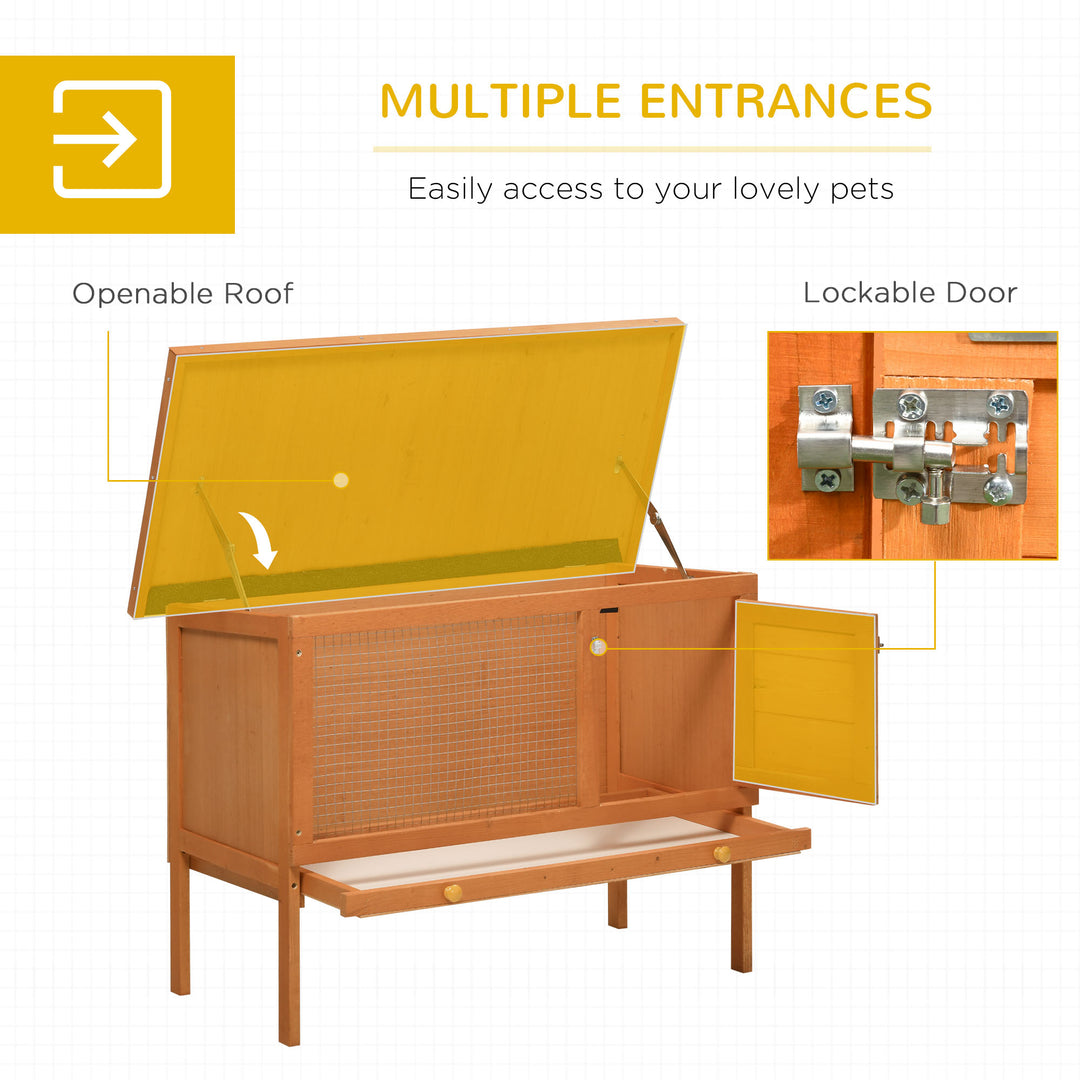 Pawhut Rabbit Hutch,90Lx45Wx65H cm-Fir Wood