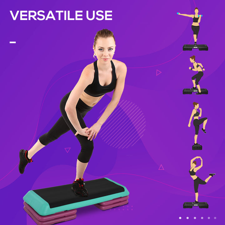 3-Level Adjustable 10/15/20cm Aerobic Stepper Exercise Platform w/ Non-Slip Top Compact Work Out Home Office Indoor Outdoor Fitness Equipment